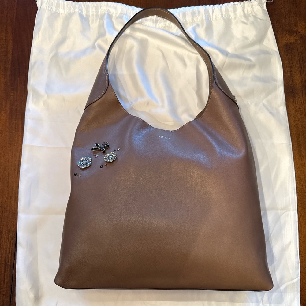 NWT Coach Brass/Dark Stone Hobo Bag with Embellishments